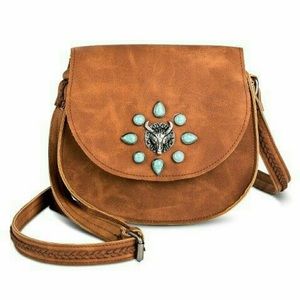 🌼 3/$25 BOHO Faux Longhorn & Turquoise Crossbody Purse
